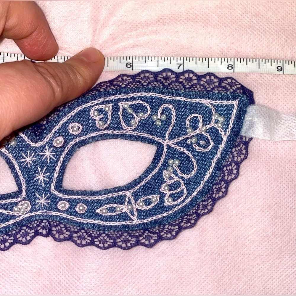 Blue Lace Masquerade Mask. Handmade - Picture 4 of 4